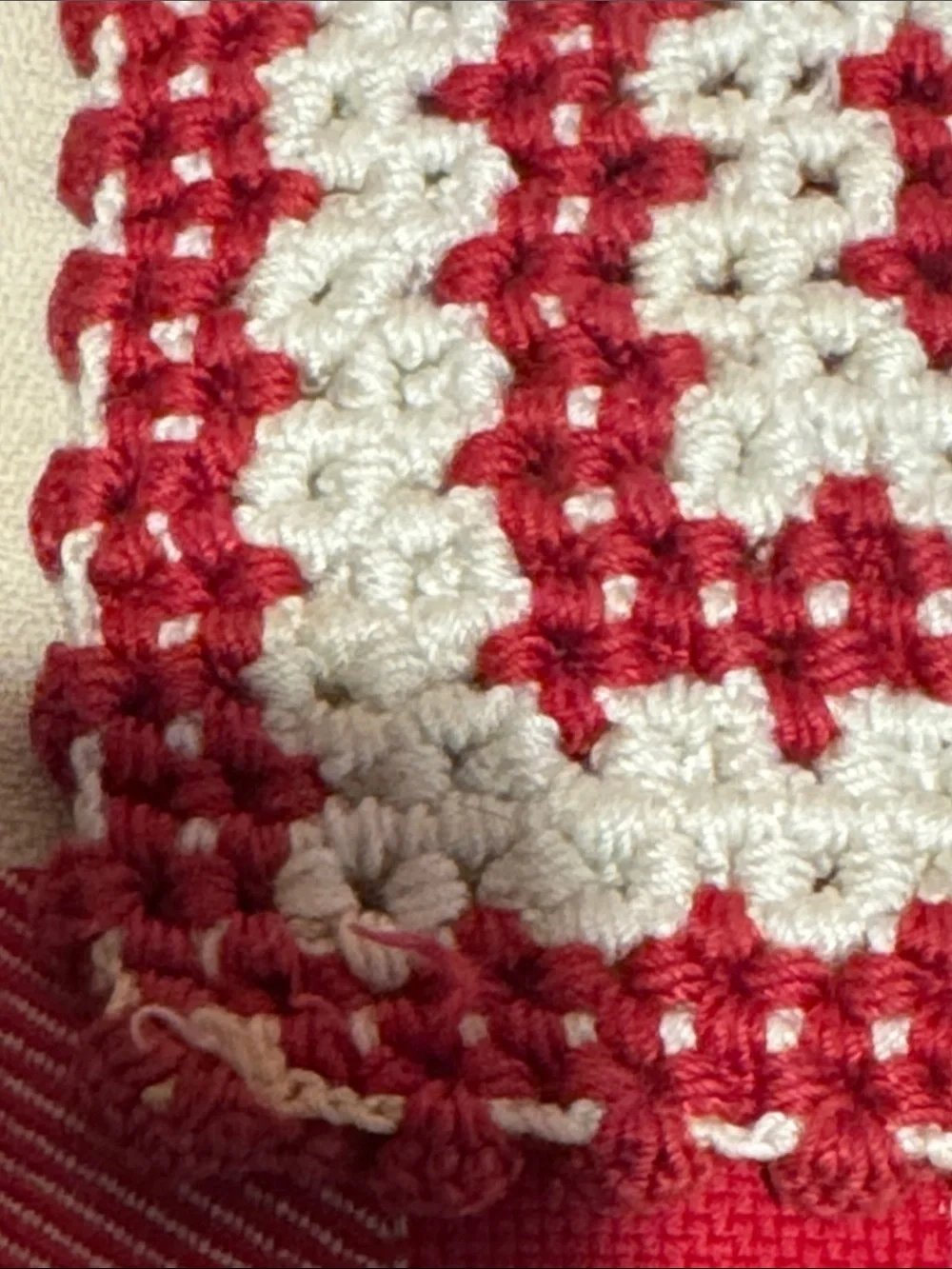 Handmade Crocheted Hot Pads -Red and Cream